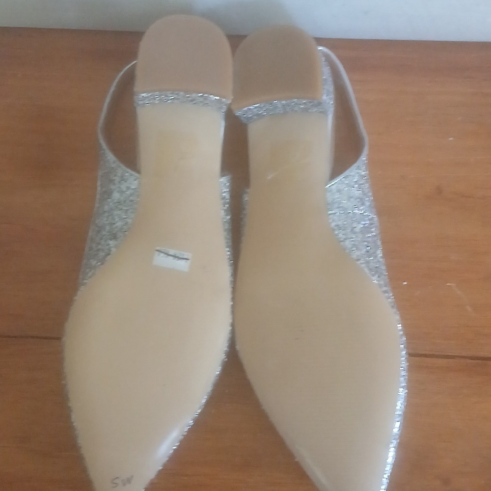 J.Crew Sparkle Glitter Silver Slingback Flats SZ 7M. New Without Box - Picture 6 of 6